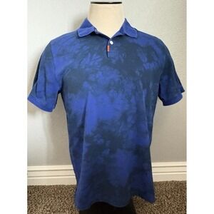 Nike Polo Shirt Mens Large Blue Tie Dye Dri-FIT Performance Athletic Swoosh Logo